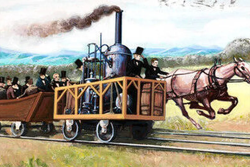 Our History Image Horse pulling car